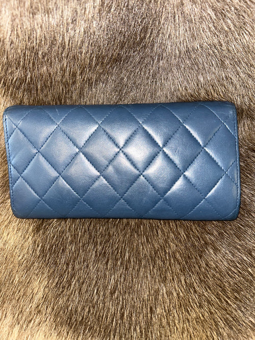 Chanel Matelasse Wallet - Blue/Silver