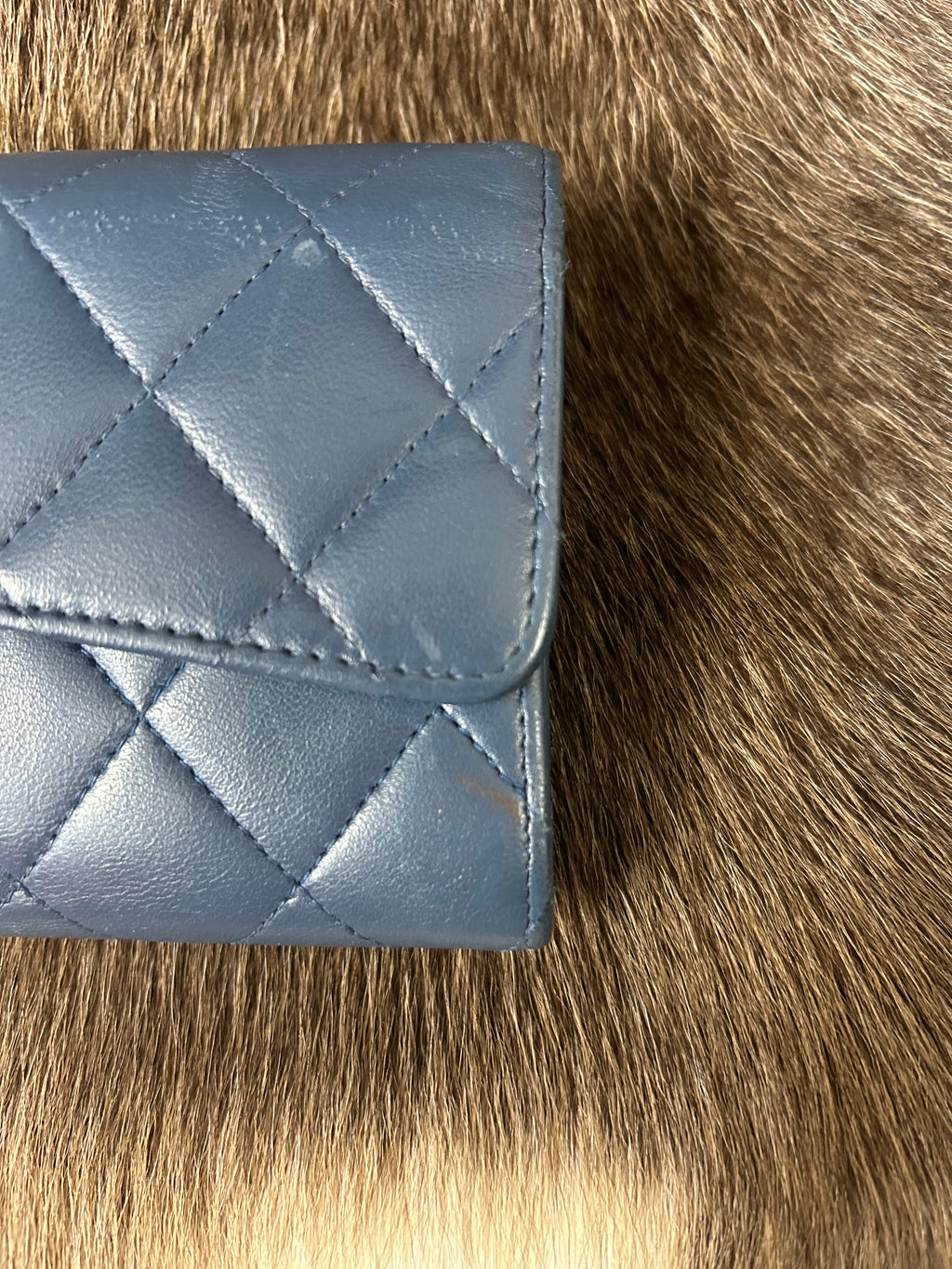 Chanel Matelasse Wallet - Blue/Silver