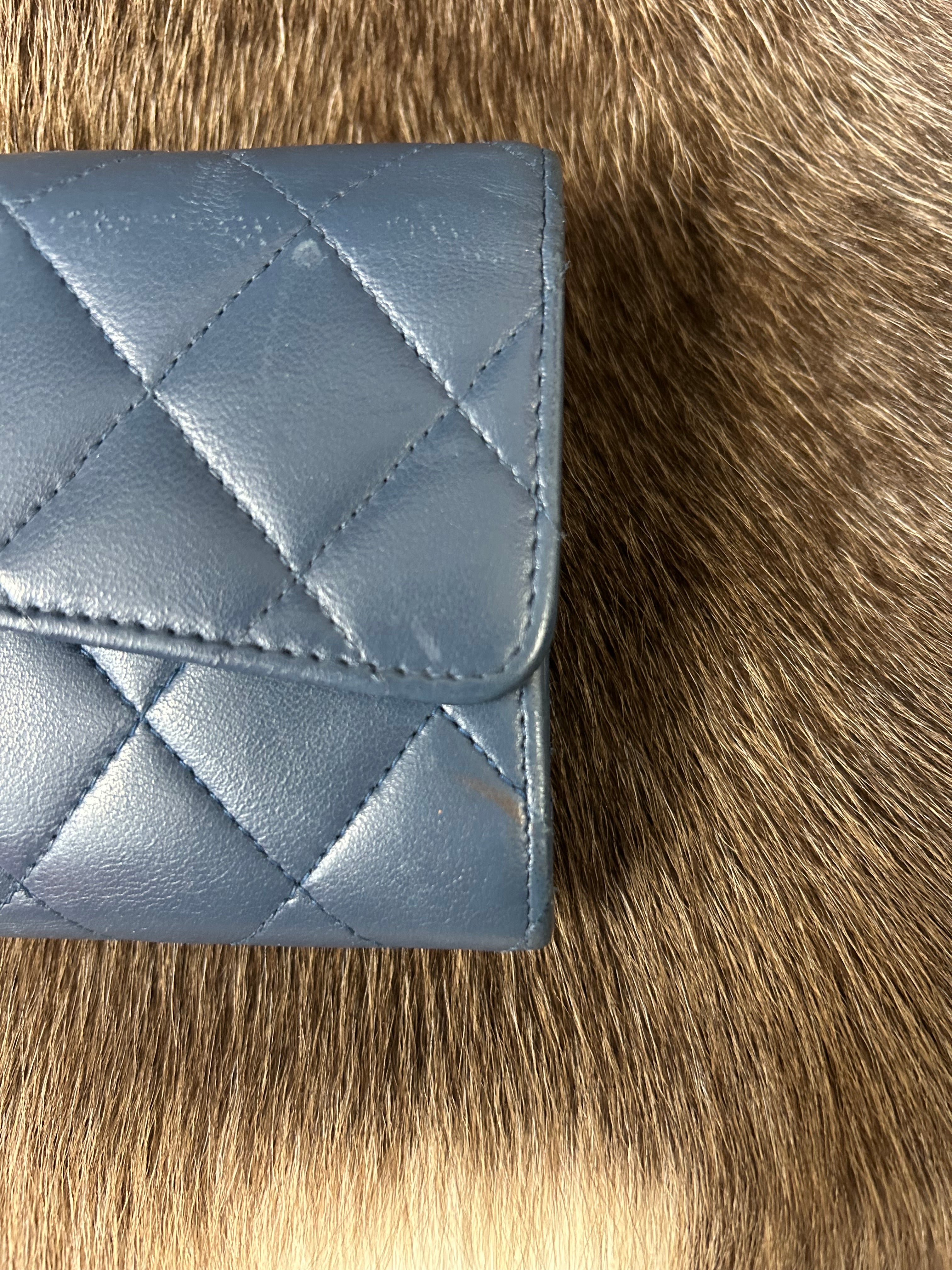 Chanel Matelasse Wallet - Blue/Silver