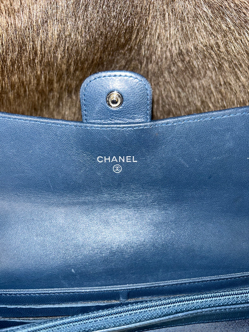 Chanel Matelasse Wallet - Blue/Silver