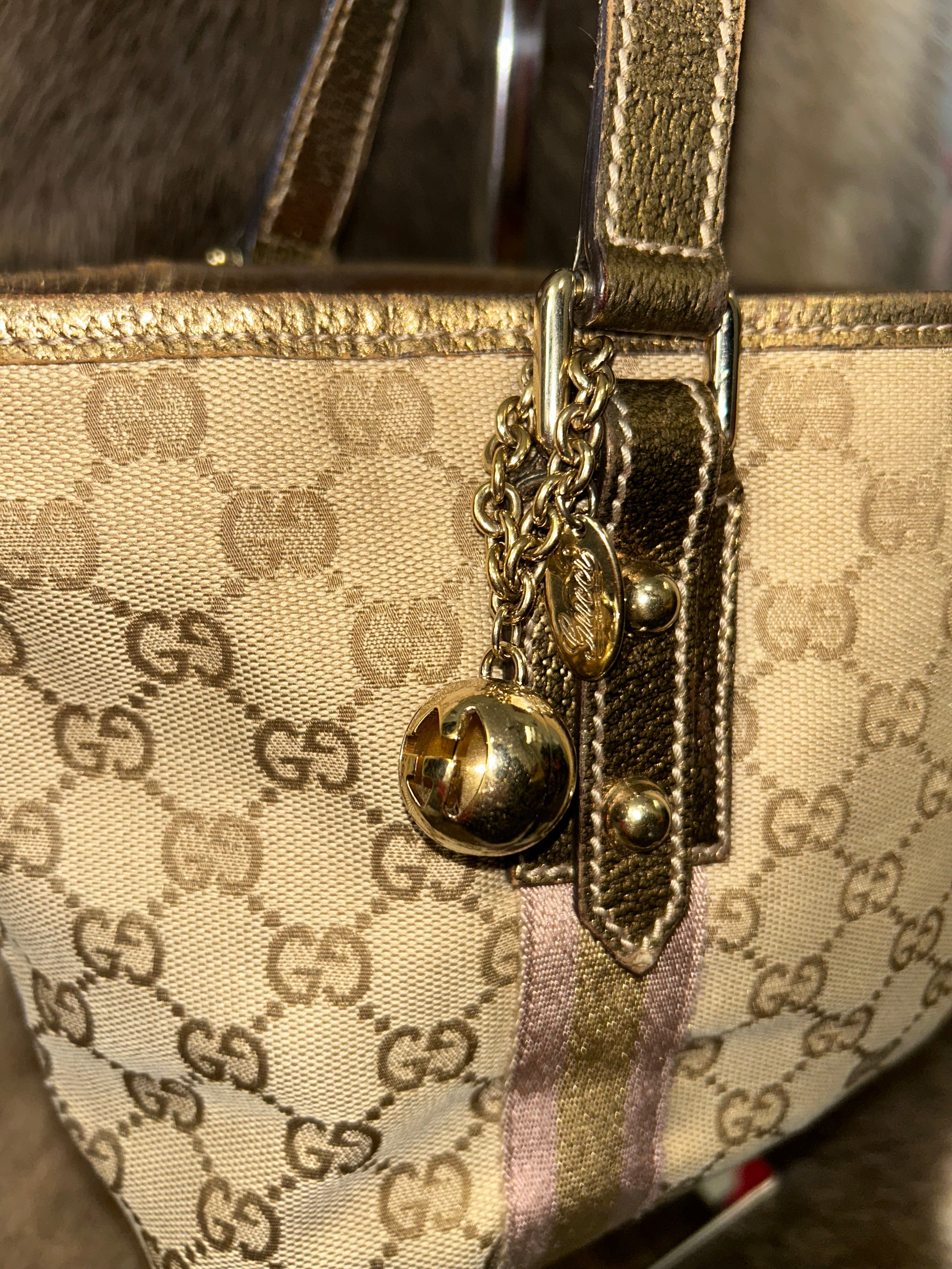 Gucci Sherry Tote - Beige/Pink