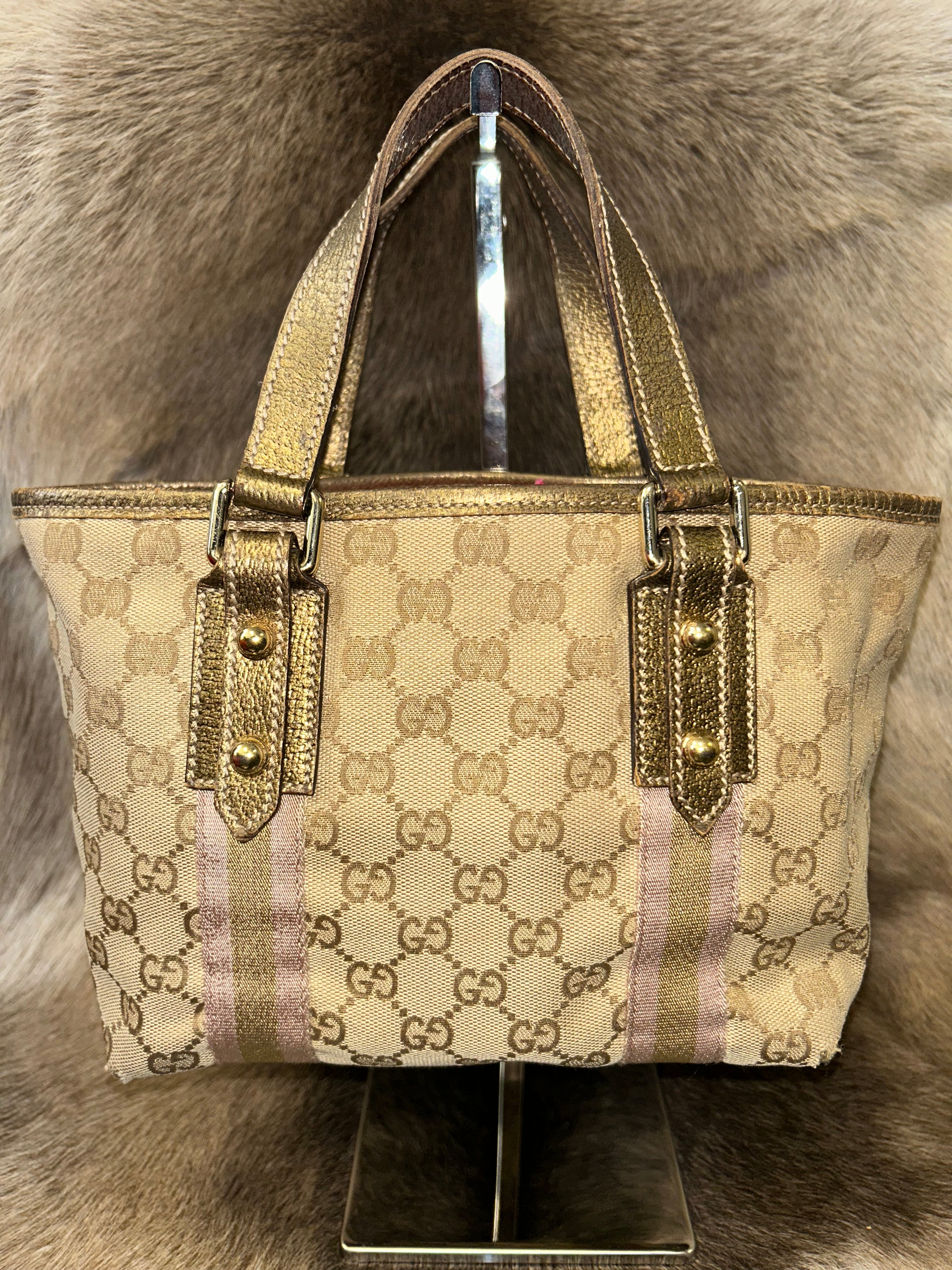 Gucci Sherry Tote - Beige/Pink