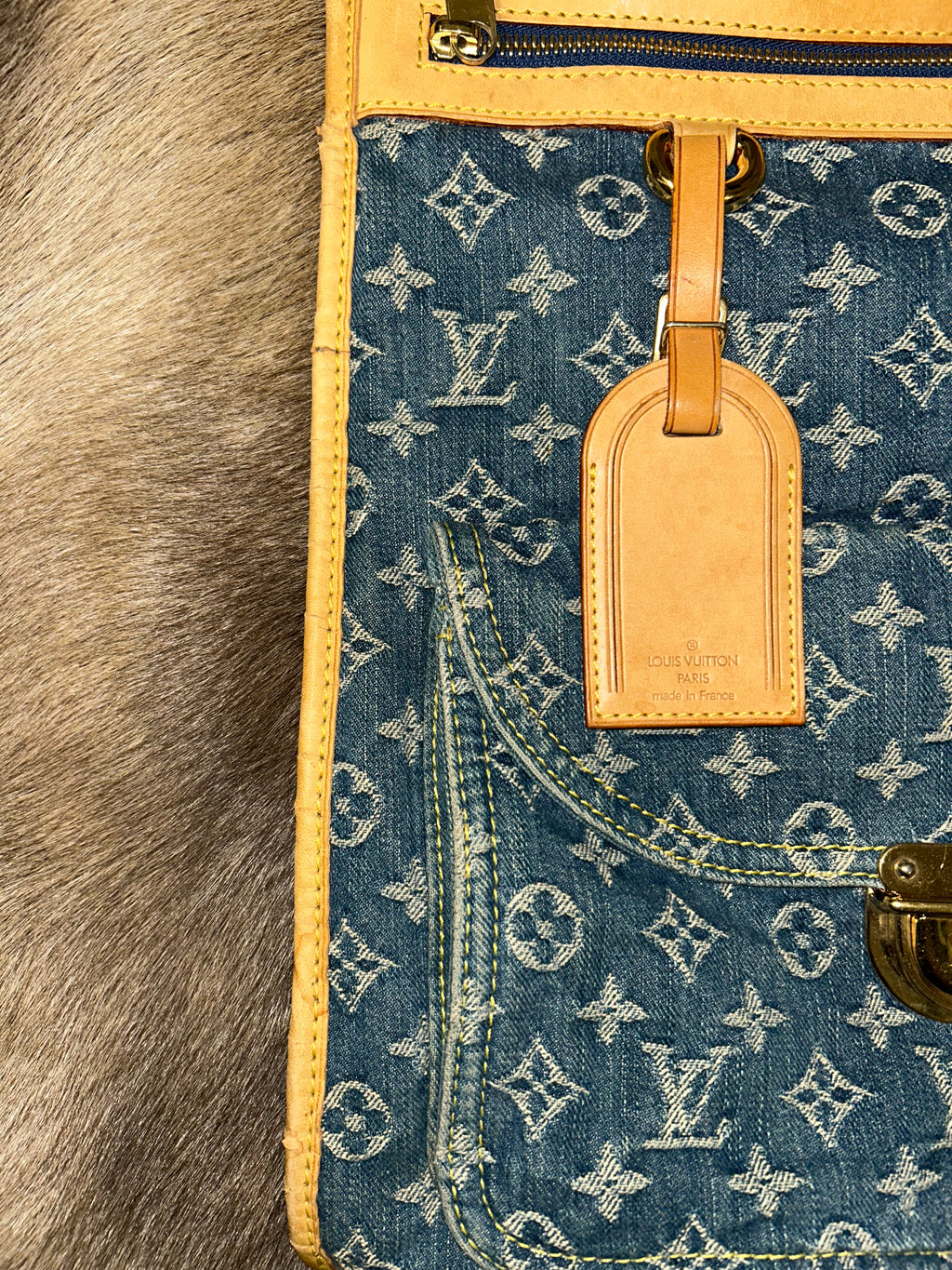 Louis Vuitton Monogram Denim Sac Plat - Blue/Tan