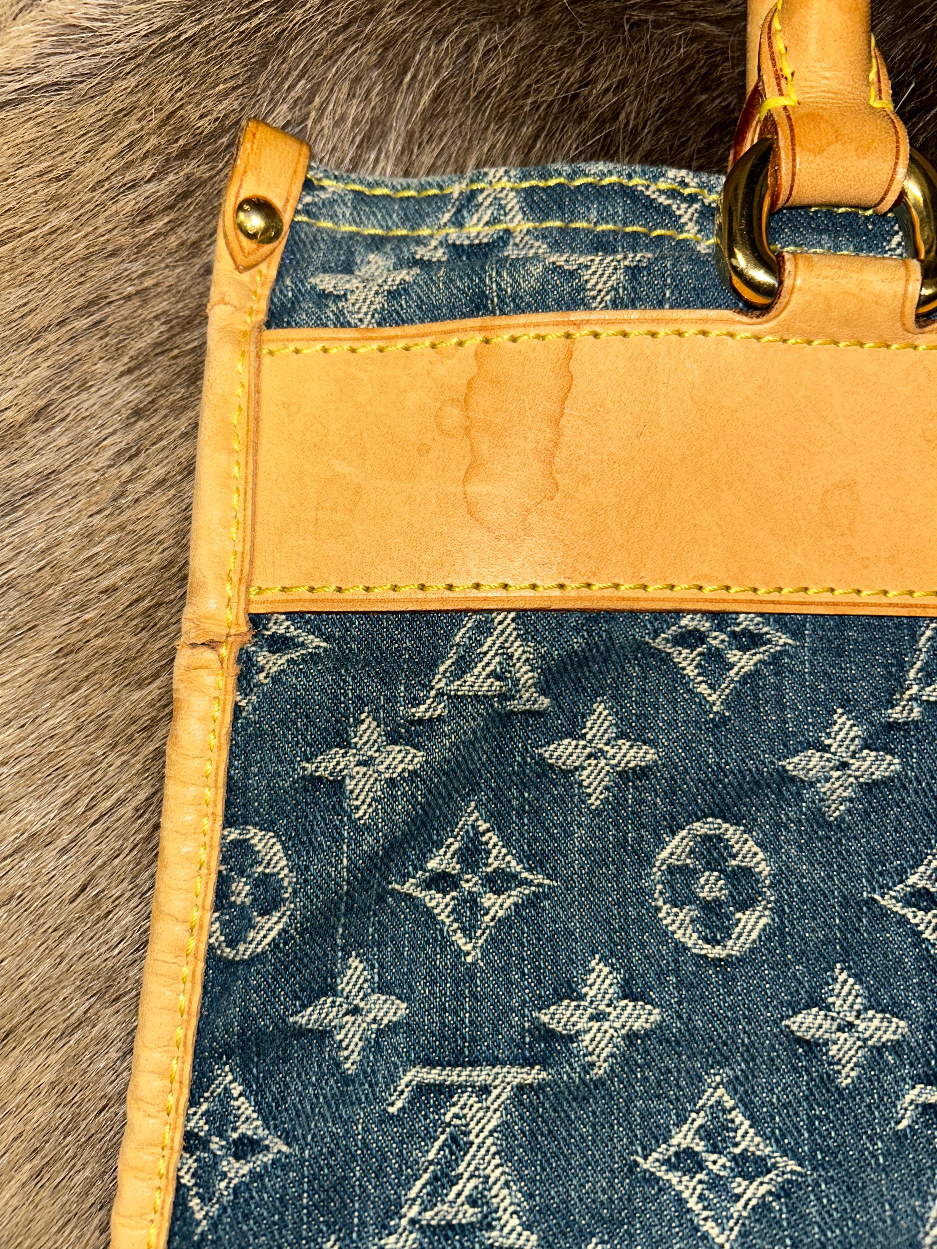 Louis Vuitton Monogram Denim Sac Plat - Blue/Tan