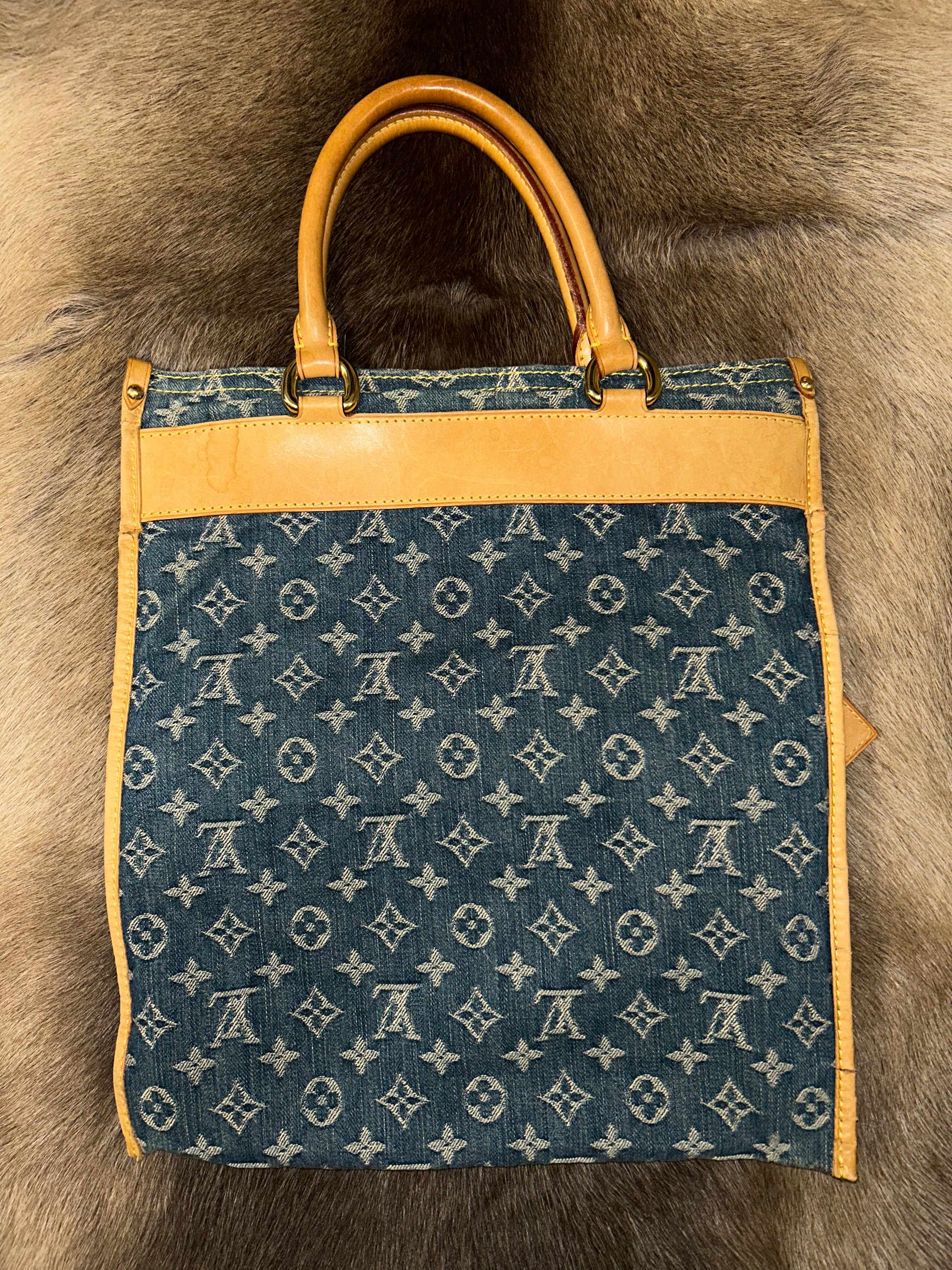 Louis Vuitton Monogram Denim Sac Plat - Blue/Tan