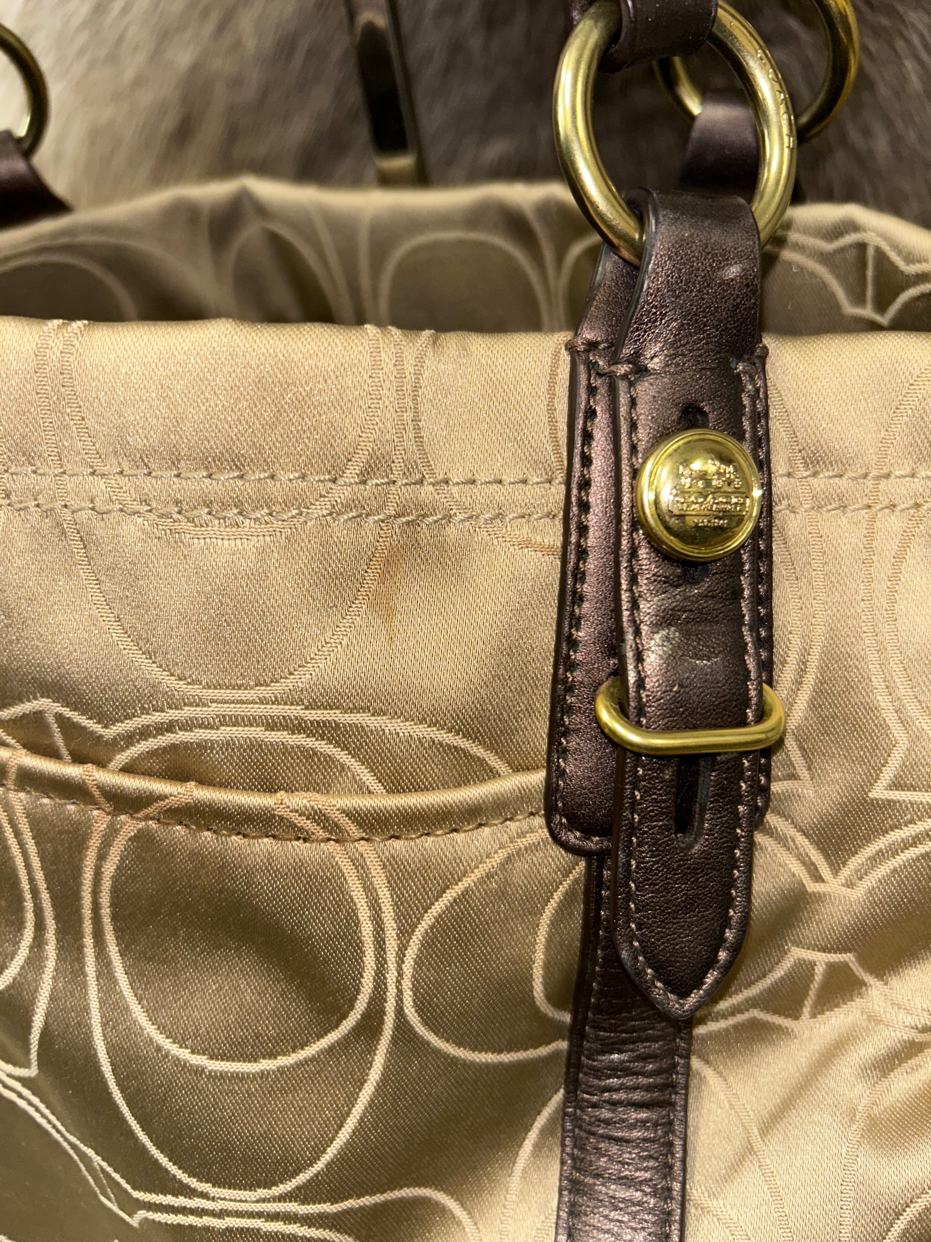 Coach Hamptons Monogram Handbag - Gold/Brown