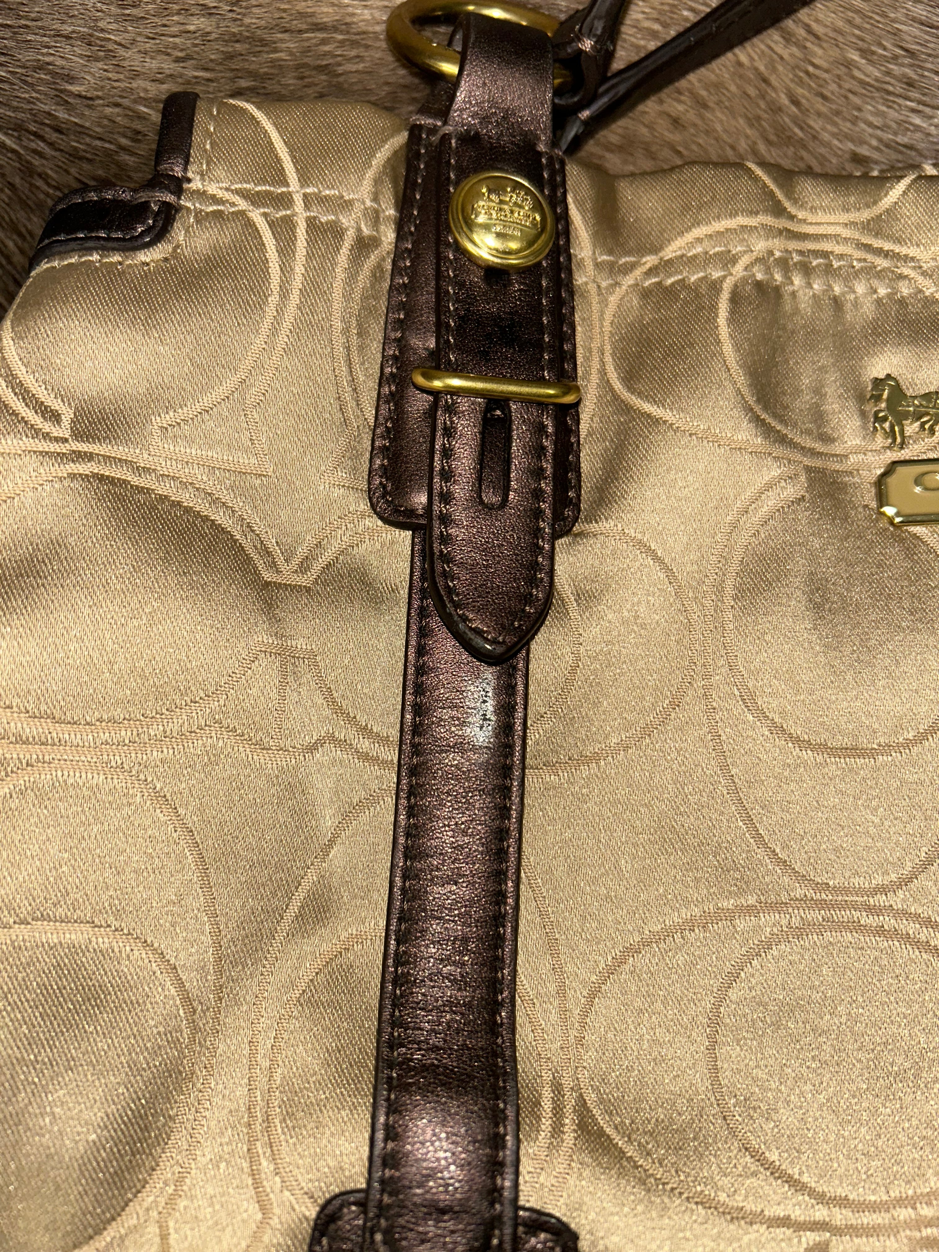 Coach Hamptons Monogram Handbag - Gold/Brown
