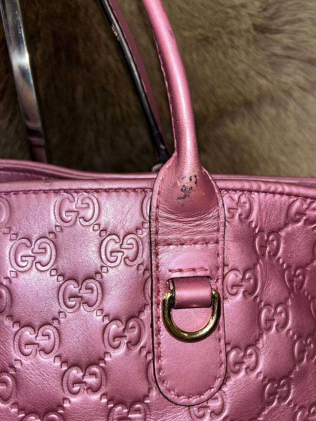 Gucci GG Guccissima Tote Bag - Pink/Gold