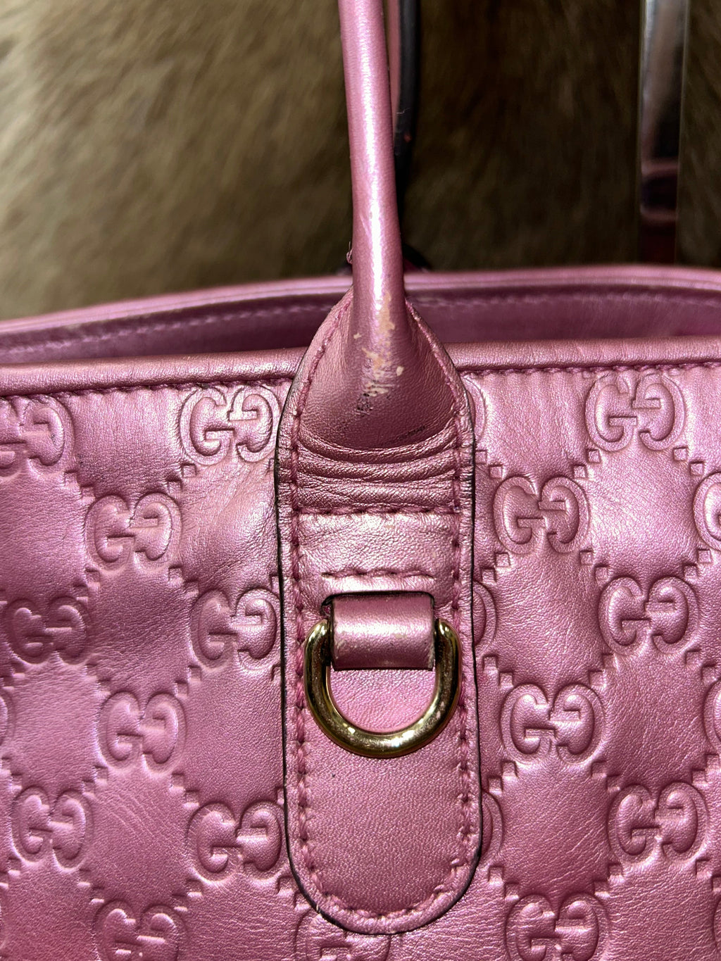Gucci GG Guccissima Tote Bag - Pink/Gold