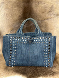 Prada Bijoux Canapa Denim Tote - Blue