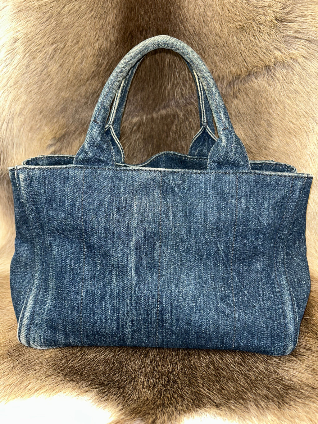 Prada Bijoux Canapa Denim Tote - Blue