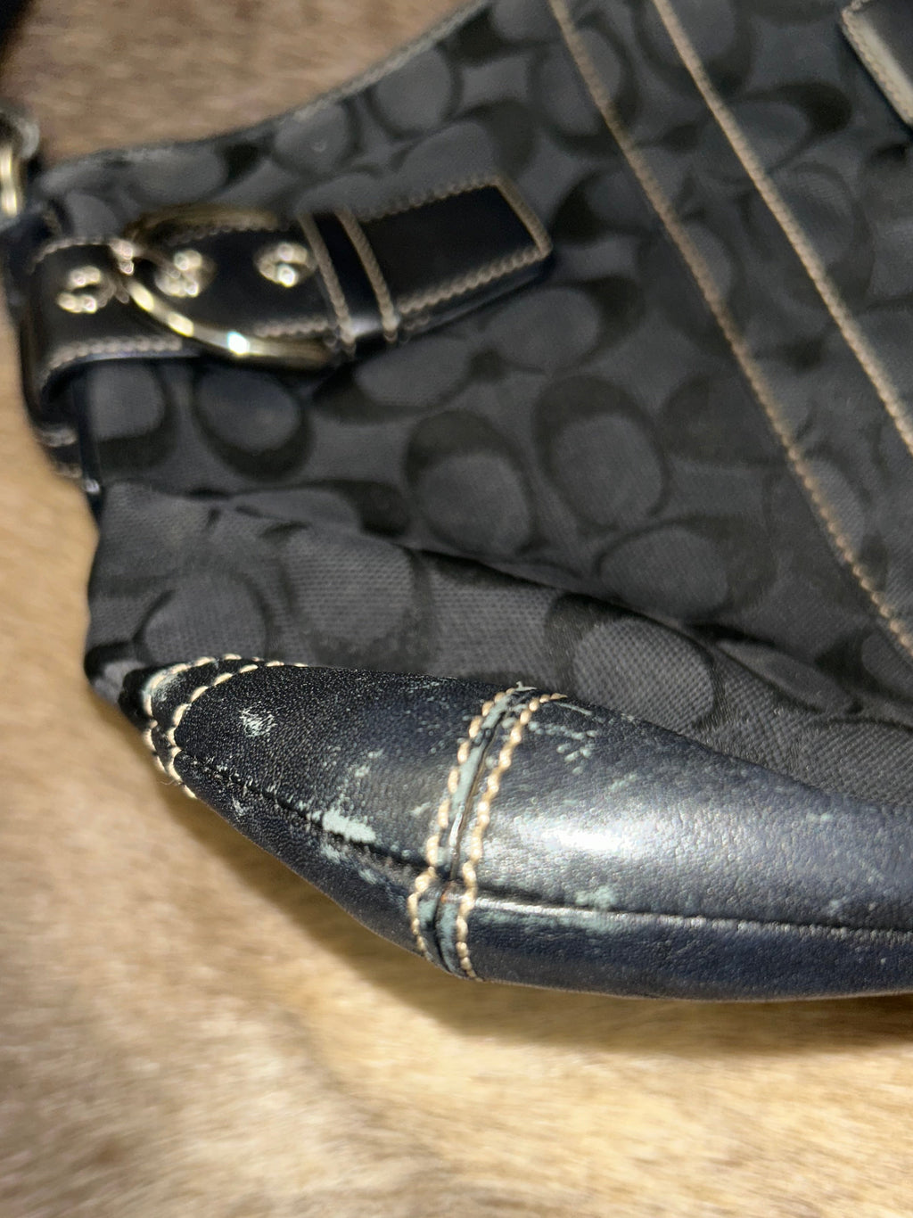 Coach Monogram Canvas Saddle Bag - Black