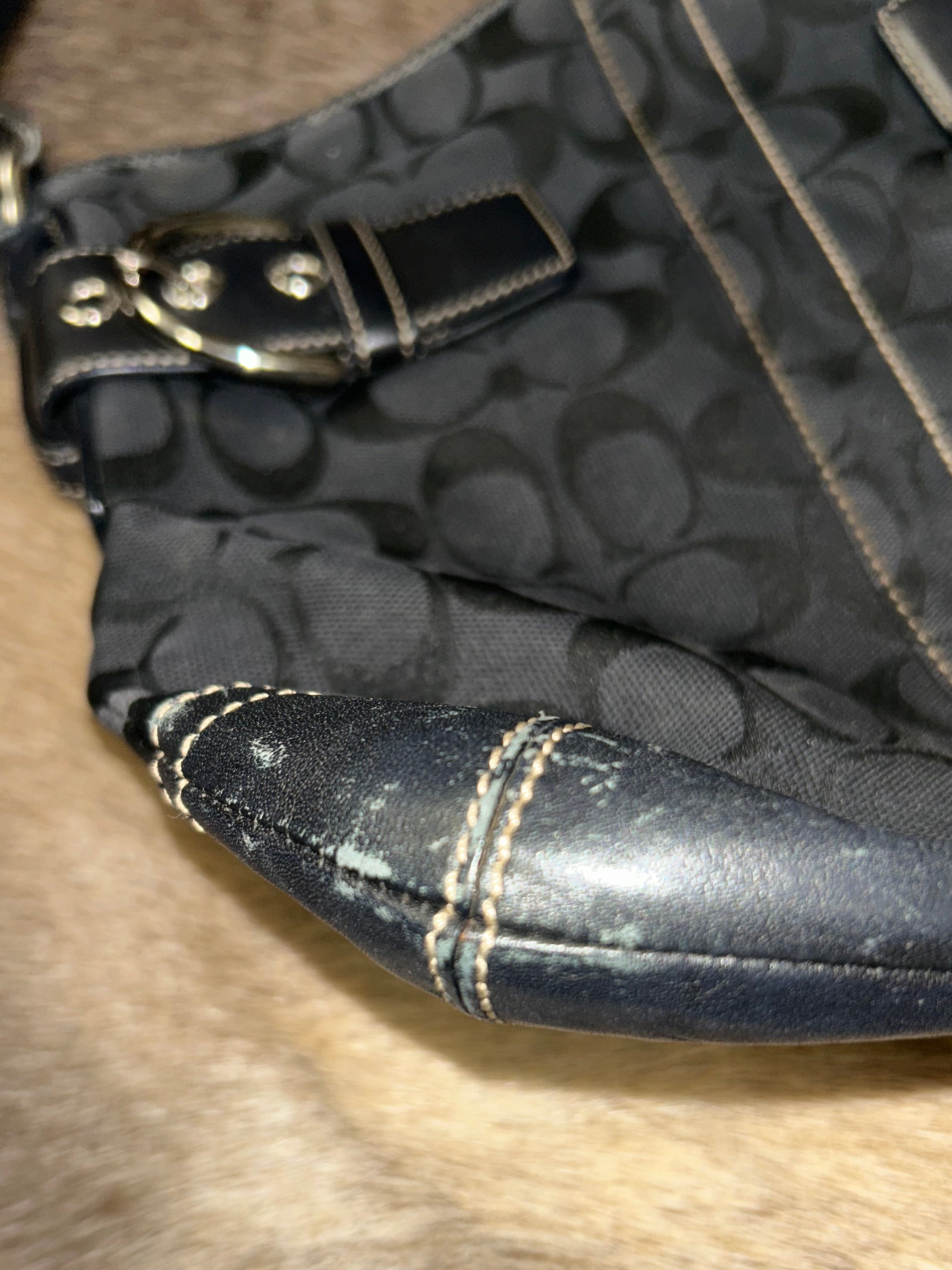 Coach Monogram Canvas Saddle Bag - Black