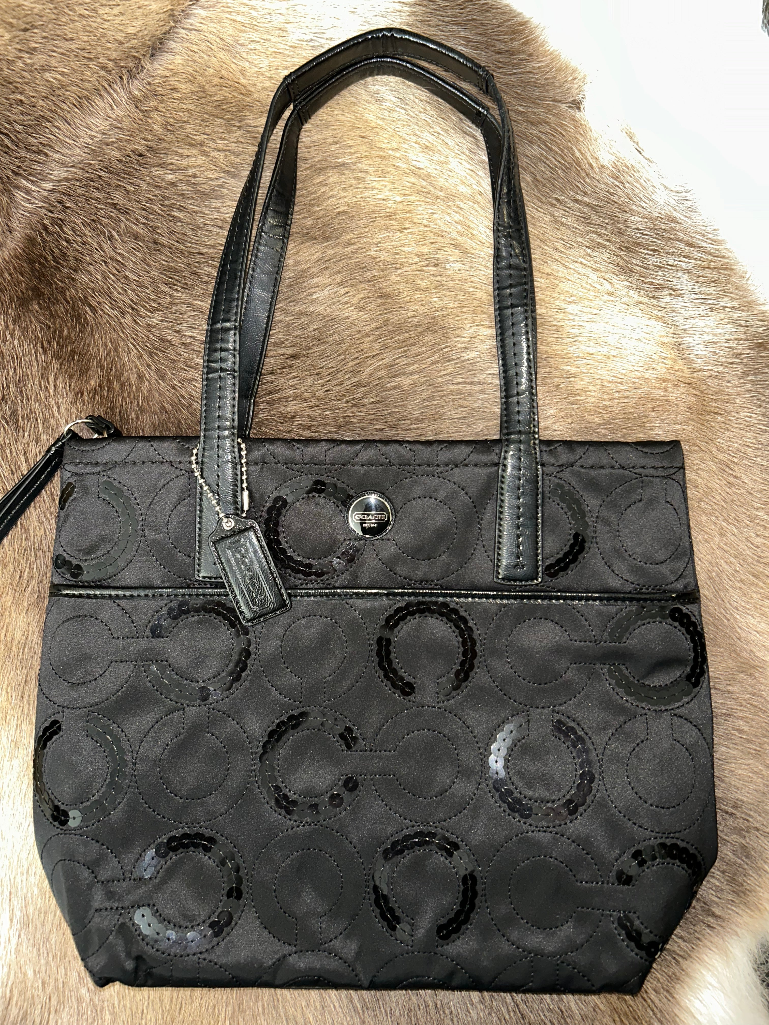 Coach Nylon C Tote - Black/Sequins