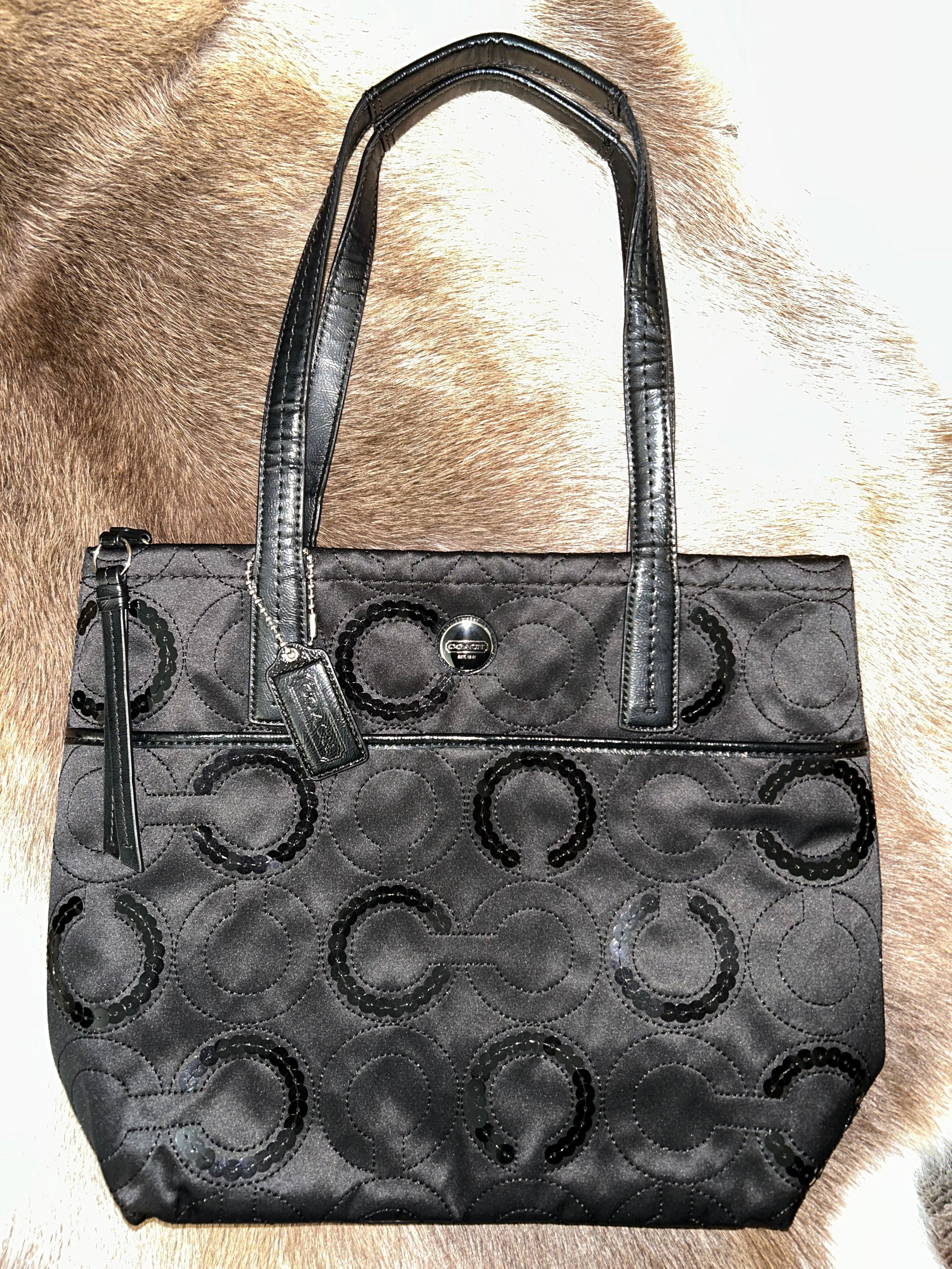 Coach Nylon C Tote - Black/Sequins