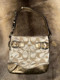 Coach Metallic Monogram Shoulder Bag - Gold