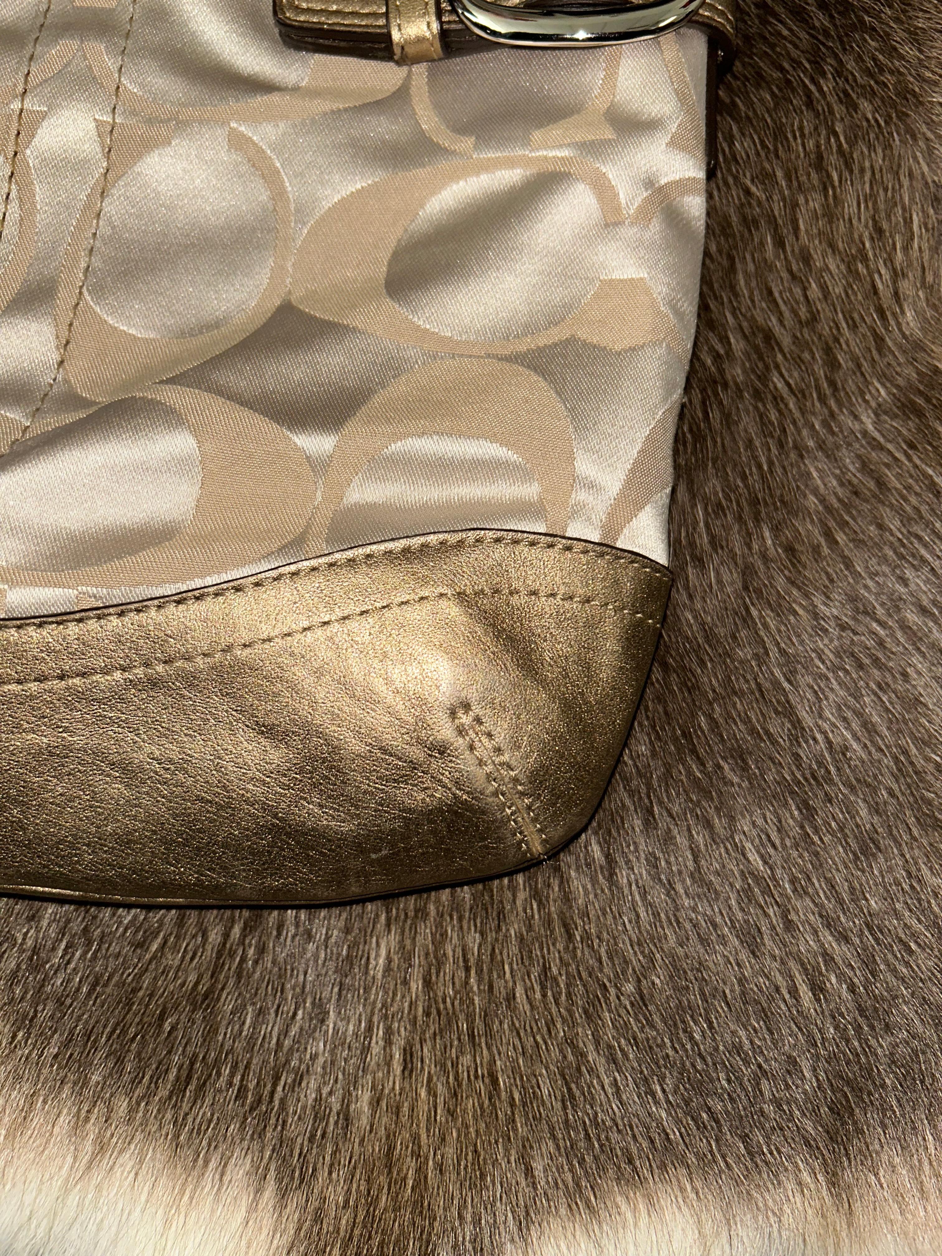 Coach Metallic Monogram Shoulder Bag - Gold