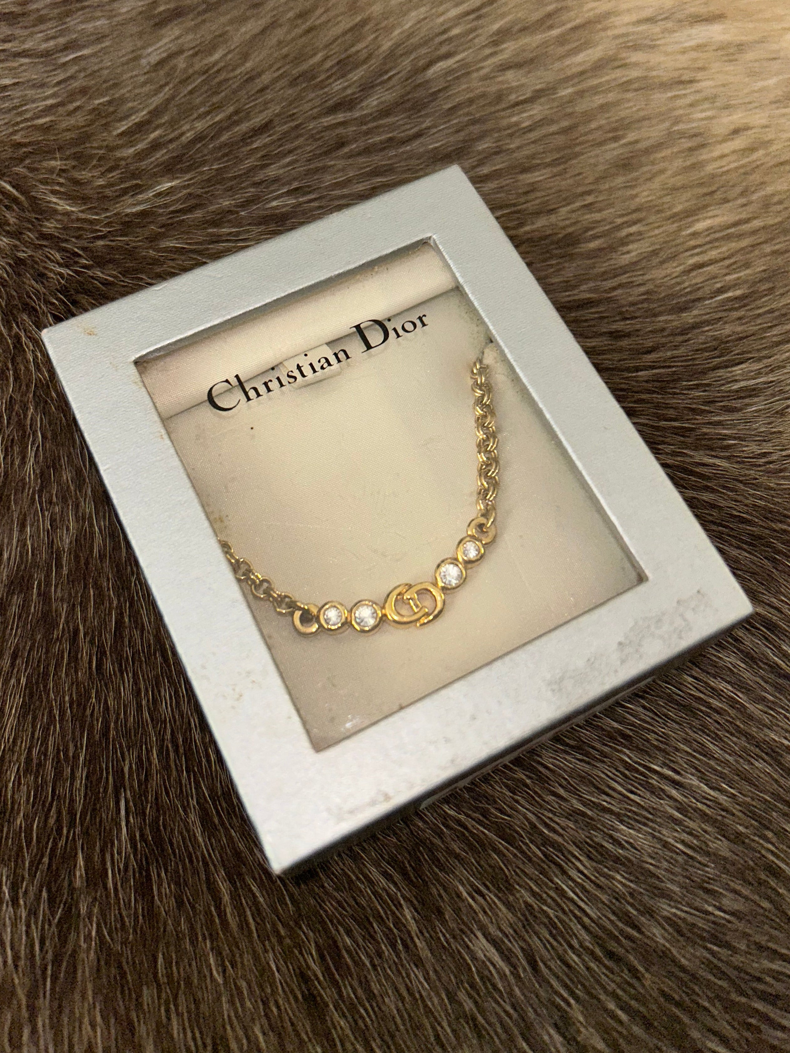 Christian Dior Stone Necklace - Gold
