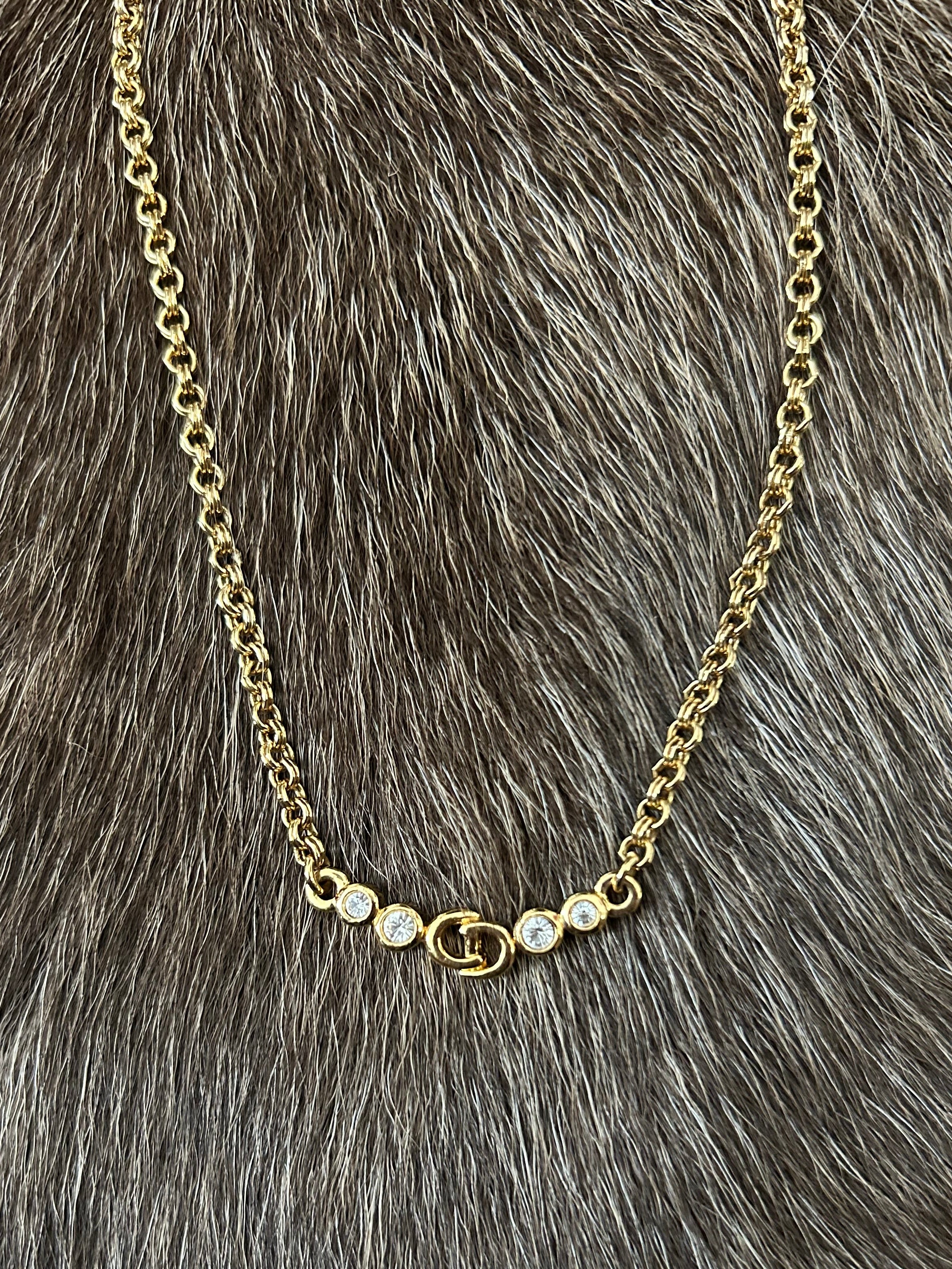 Christian Dior Stone Necklace - Gold