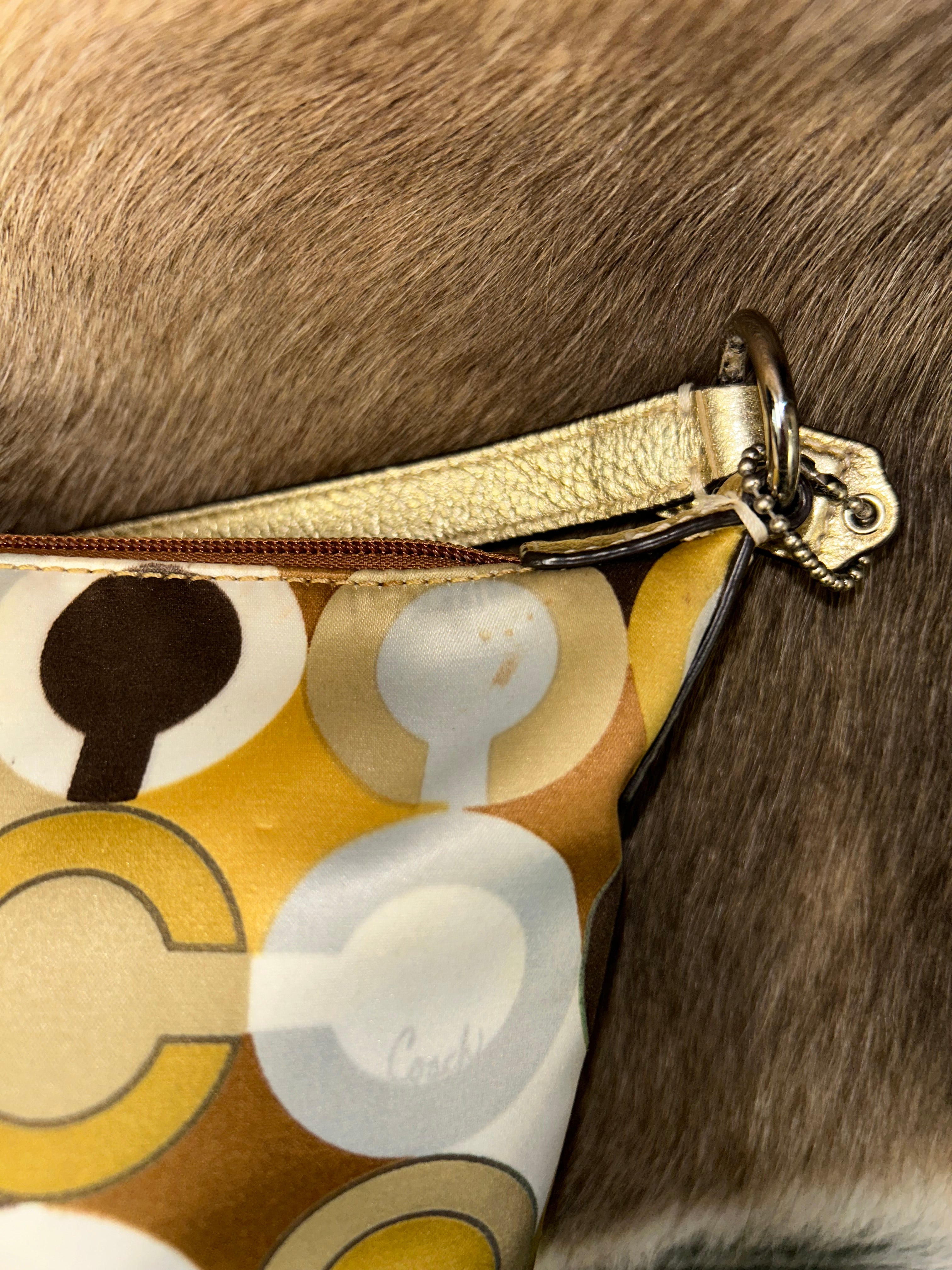 Coach Mini Monogram Nylon Shoulder Bag - Gold/Silver