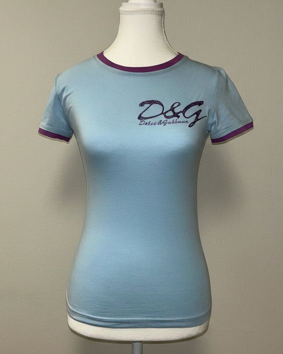 Dolce & Gabbana D&G Ringer Baby Tee - Blue/Purple