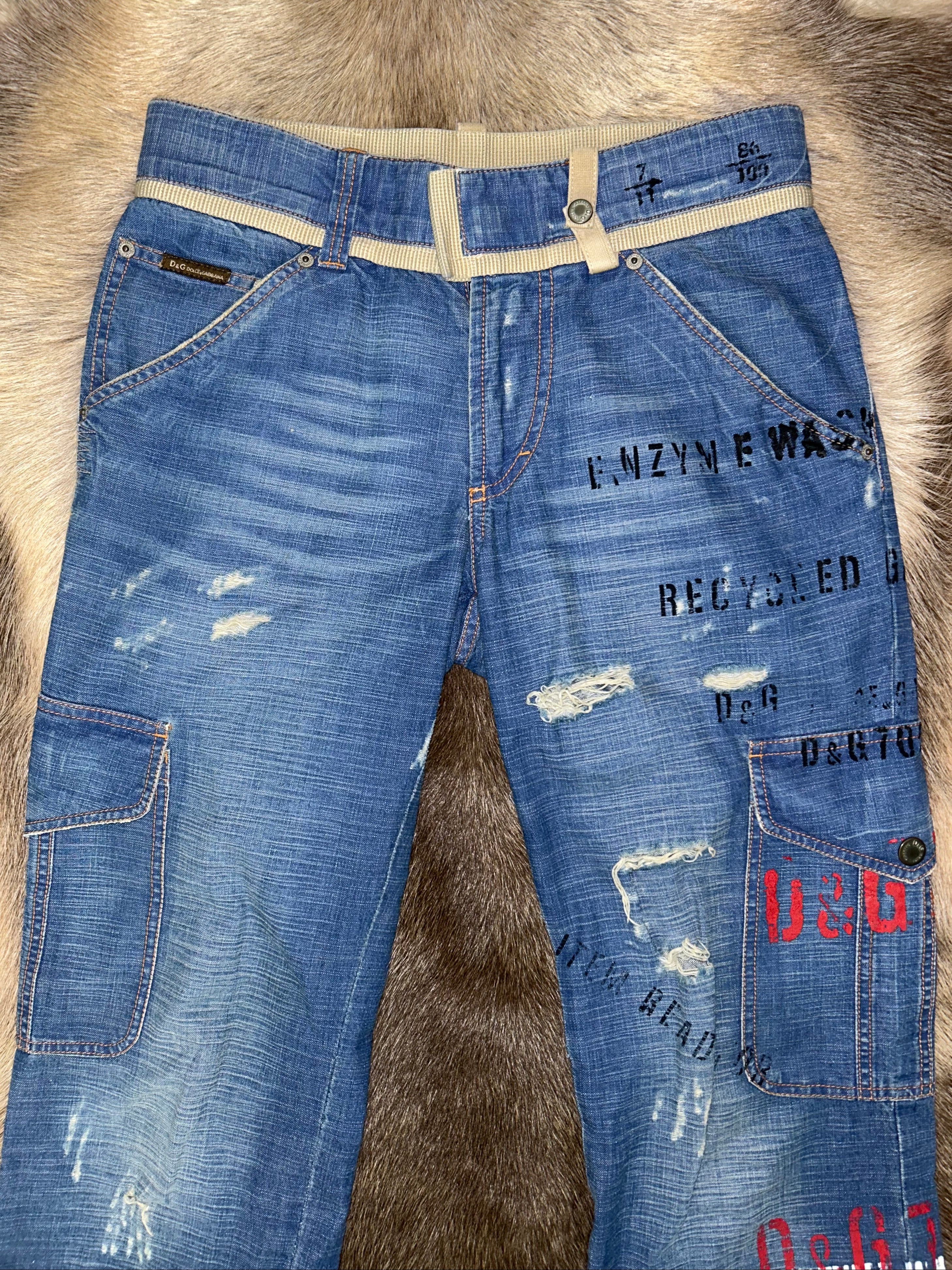 Dolce & Gabbana Cargo Jeans - Blue Denim/Cream