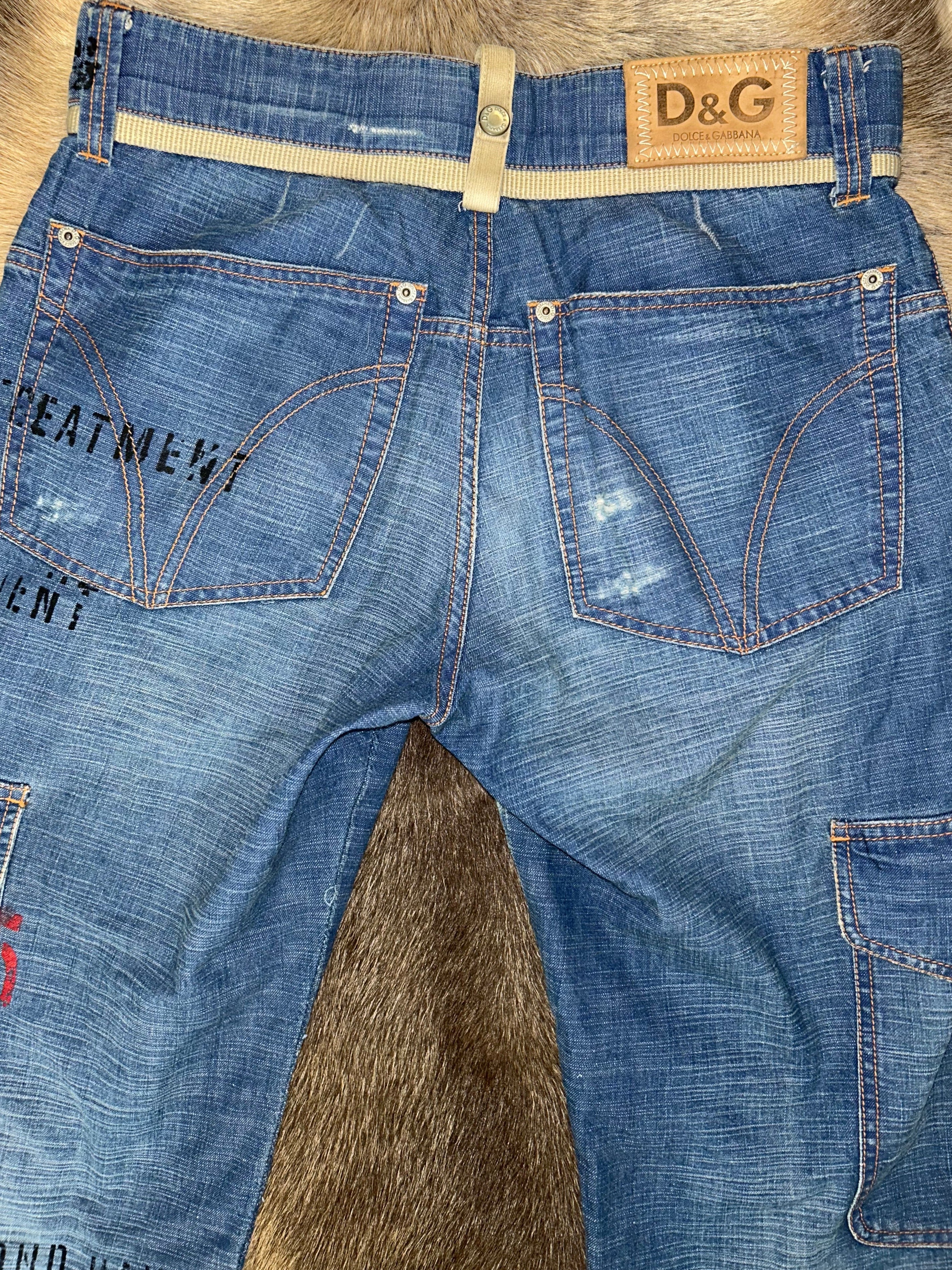 Dolce & Gabbana Cargo Jeans - Blue Denim/Cream