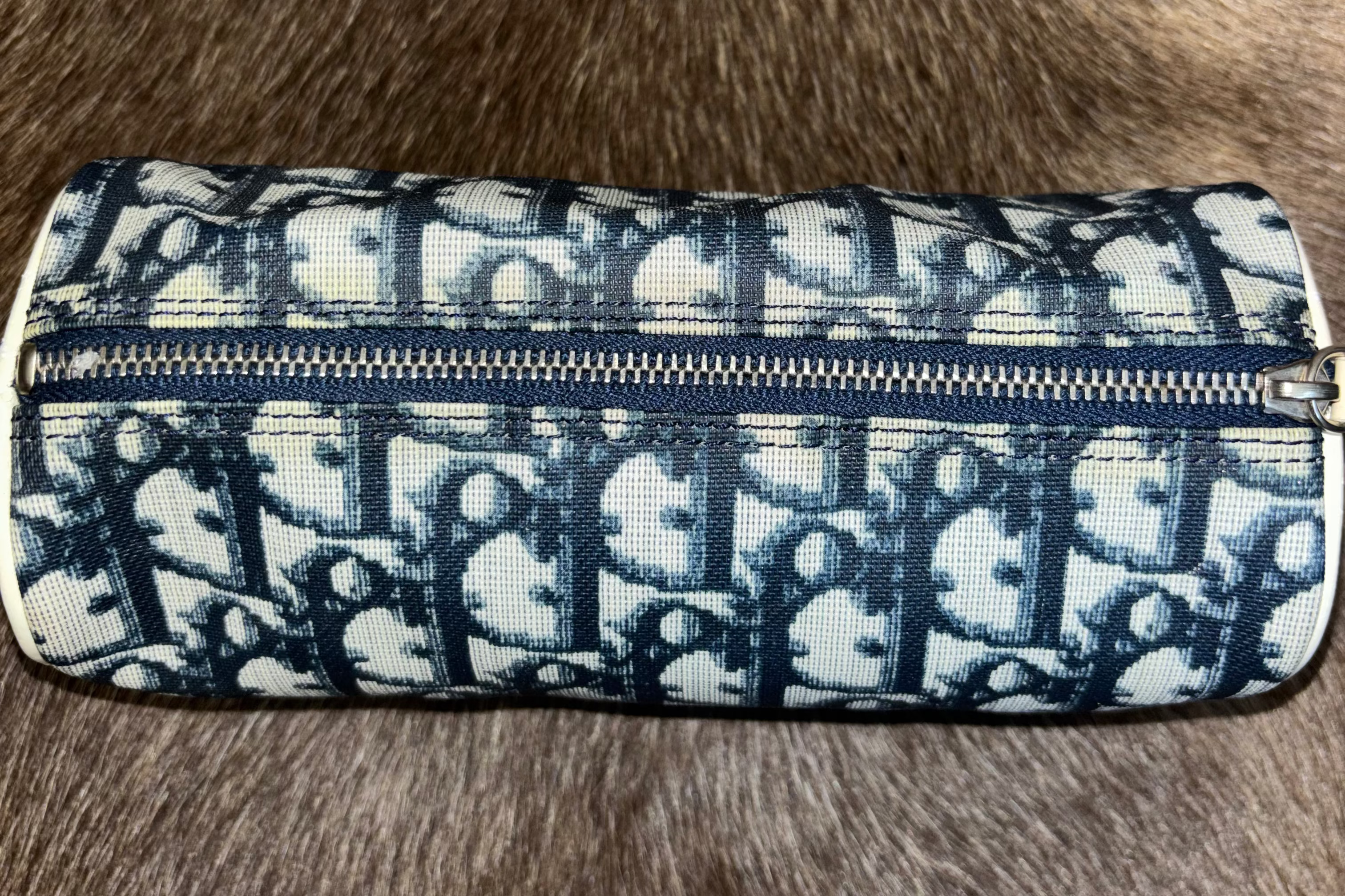 Christian Dior Diorissimo Trotter Canvas Cosmetics Pouch - White/Navy