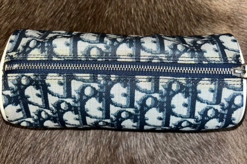 Christian Dior Diorissimo Trotter Canvas Cosmetics Pouch - White/Navy