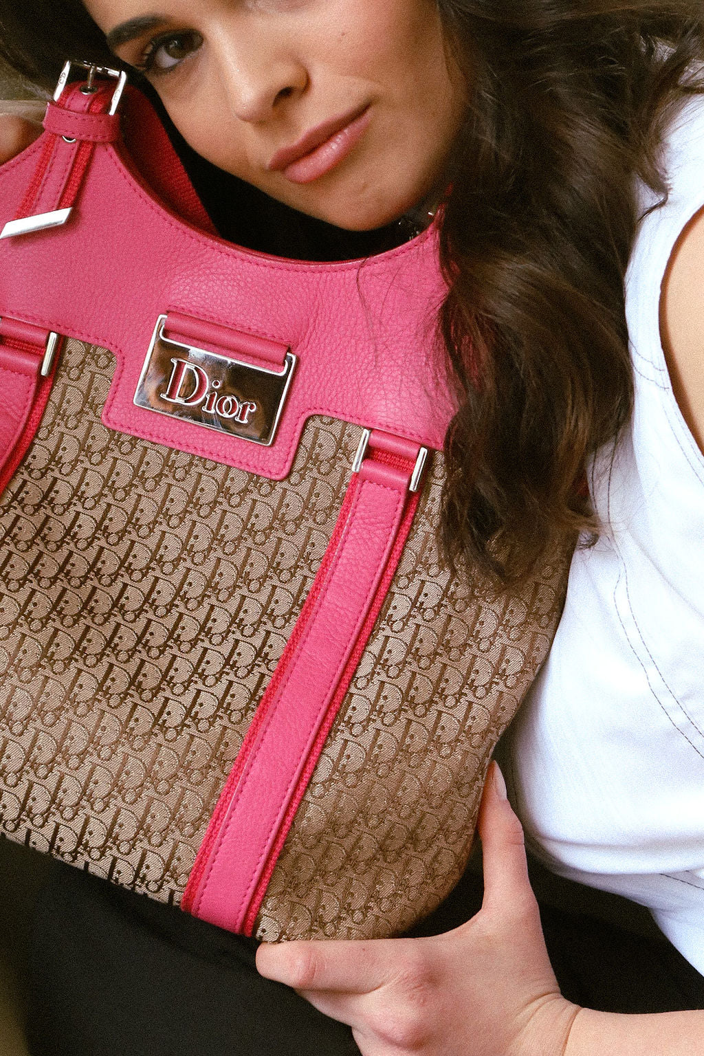 Christian Dior Canvas Monogram Tote - Beige/Pink