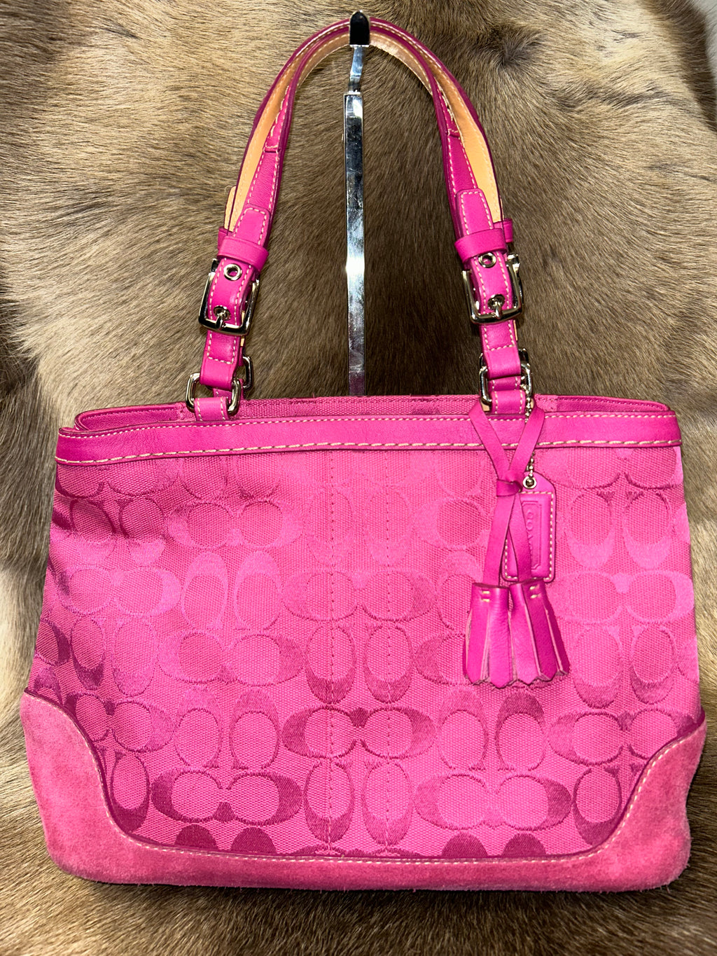Coach Monogram Tote - Fuchsia