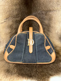 Christian Dior Saddle Bowler Handbag - Blue Denim/Tan